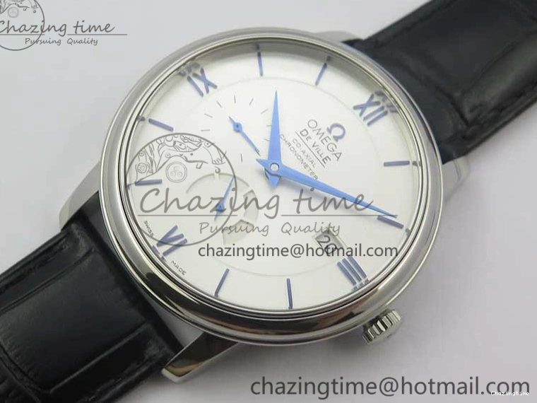 0316 MultiPurpose De Ville Prestige Real PR SS ZF 1:1 Best Edition White Dial Blue Markers on Black Leather Strap MIYOTA 7941